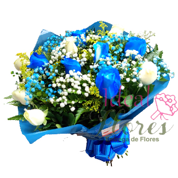 Buquê azul com branco