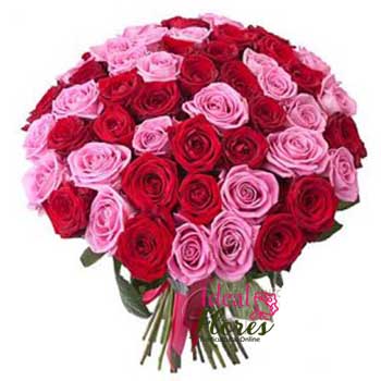 ♥ Buquê de Rosas Cor de rosas  e rosas vermelhas